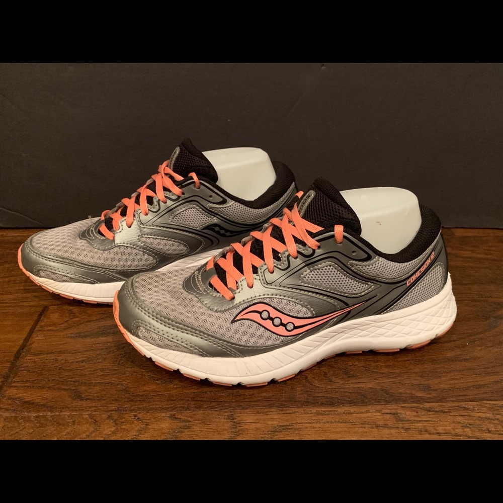 Saucony Cohesion 12 Grid Grey Pink Sneakers